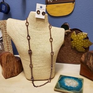 Coldwater Creek‎ bronze Brutalist necklace and earrings New